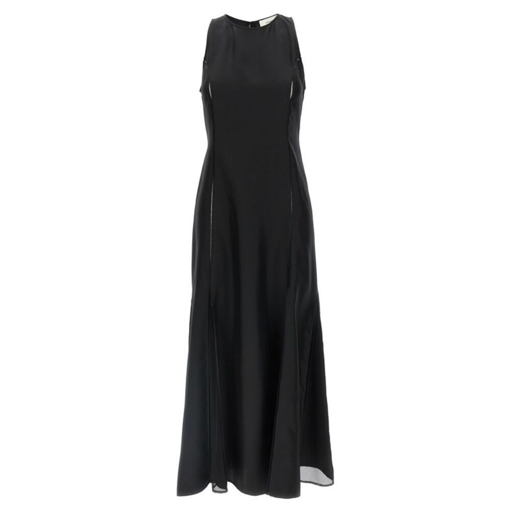 Loulou De Saison Black Silk Midi Women's Dress
